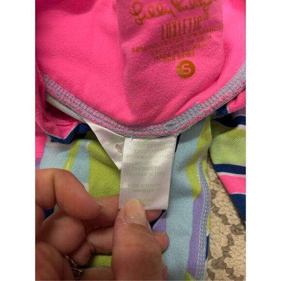 Lilly Pulitzer Luxletic Leggings SMALL UPF 50+ Weekender Cropped Indigo Sea Dram - Picture 5 of 6